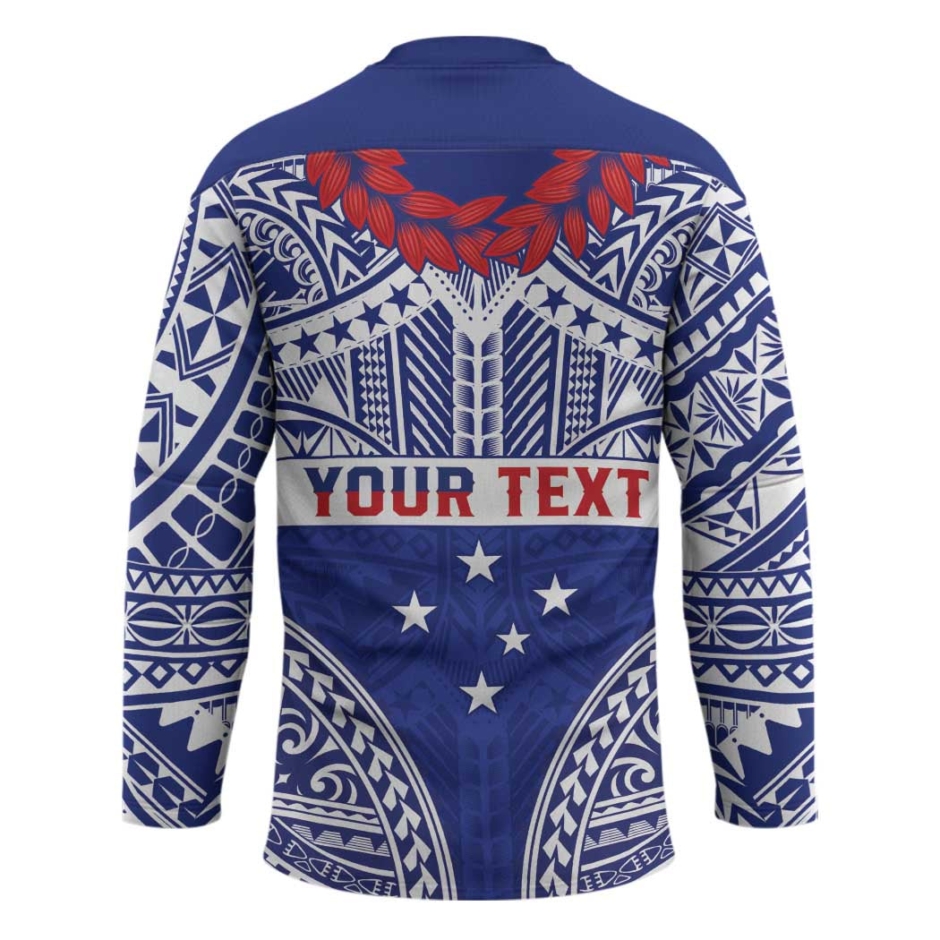 Personalised Toa Samoa Rugby Spirit Hockey Jersey Blue Samoan Tribal Pattern - Polynesian Pride