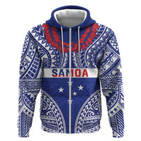 Personalised Toa Samoa Rugby Spirit Hoodie Blue Samoan Tribal Pattern - Polynesian Pride