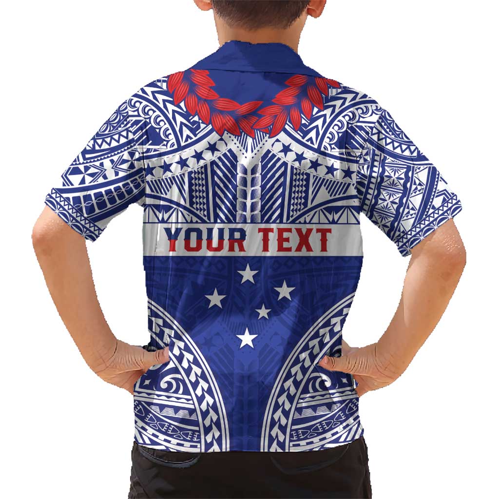 Personalised Toa Samoa Rugby Spirit Kid Hawaiian Shirt Blue Samoan Tribal Pattern - Polynesian Pride