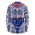 Personalised Toa Samoa Rugby Spirit Long Sleeve Shirt Blue Samoan Tribal Pattern - Polynesian Pride