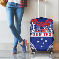 Personalised Toa Samoa Rugby Spirit Luggage Cover Blue Samoan Tribal Pattern - Polynesian Pride