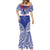 Personalised Toa Samoa Rugby Spirit Mermaid Dress Blue Samoan Tribal Pattern - Polynesian Pride
