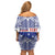 Personalised Toa Samoa Rugby Spirit Off Shoulder Short Dress Blue Samoan Tribal Pattern - Polynesian Pride