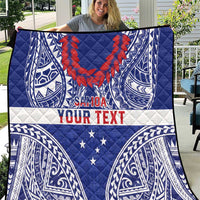 Personalised Toa Samoa Rugby Spirit Quilt Blue Samoan Tribal Pattern - Polynesian Pride