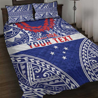 Personalised Toa Samoa Rugby Spirit Quilt Bed Set Blue Samoan Tribal Pattern - Polynesian Pride
