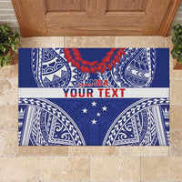 Personalised Toa Samoa Rugby Spirit Rubber Doormat Blue Samoan Tribal Pattern LT9 Blue - Polynesian Pride