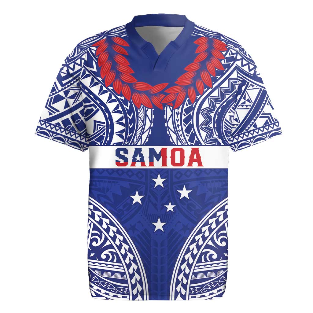 Personalised Toa Samoa Rugby Spirit Rugby Jersey Blue Samoan Tribal Pattern - Polynesian Pride