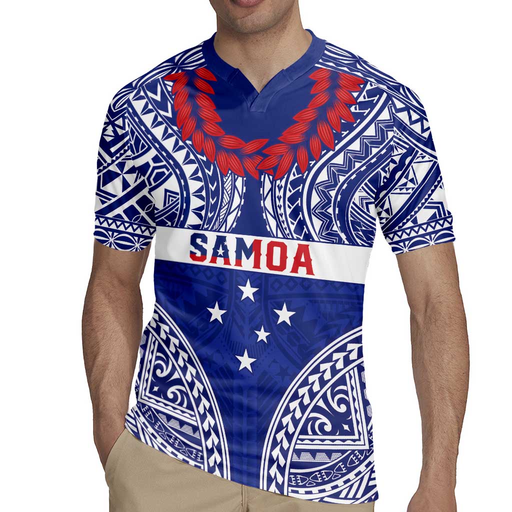 Personalised Toa Samoa Rugby Spirit Rugby Jersey Blue Samoan Tribal Pattern - Polynesian Pride
