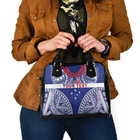 Personalised Toa Samoa Rugby Spirit Shoulder Handbag Blue Samoan Tribal Pattern - Polynesian Pride