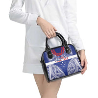 Personalised Toa Samoa Rugby Spirit Shoulder Handbag Blue Samoan Tribal Pattern - Polynesian Pride