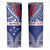 Personalised Toa Samoa Rugby Spirit Skinny Tumbler Blue Samoan Tribal Pattern - Polynesian Pride