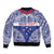 Personalised Toa Samoa Rugby Spirit Sleeve Zip Bomber Jacket Blue Samoan Tribal Pattern - Polynesian Pride