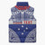 Personalised Toa Samoa Rugby Spirit Sleeveless Puffer Jacket Blue Samoan Tribal Pattern - Polynesian Pride