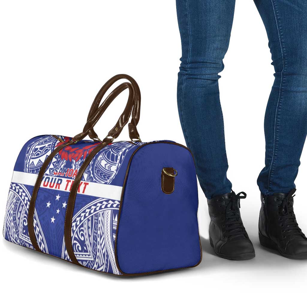 Personalised Toa Samoa Rugby Spirit Travel Bag Blue Samoan Tribal Pattern - Polynesian Pride