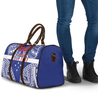 Personalised Toa Samoa Rugby Spirit Travel Bag Blue Samoan Tribal Pattern - Polynesian Pride