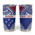Personalised Toa Samoa Rugby Spirit Tumbler Cup Blue Samoan Tribal Pattern - Polynesian Pride