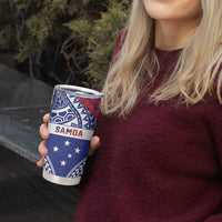 Personalised Toa Samoa Rugby Spirit Tumbler Cup Blue Samoan Tribal Pattern - Polynesian Pride