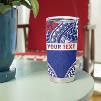 Personalised Toa Samoa Rugby Spirit Tumbler Cup Blue Samoan Tribal Pattern - Polynesian Pride