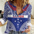 Personalised Toa Samoa Rugby Spirit Women Casual Shirt Blue Samoan Tribal Pattern - Polynesian Pride