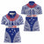 Personalised Toa Samoa Rugby Spirit Women Polo Shirt Blue Samoan Tribal Pattern - Polynesian Pride