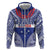 Personalised Toa Samoa Rugby Spirit Zip Hoodie Blue Samoan Tribal Pattern - Polynesian Pride