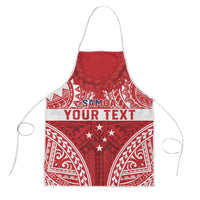 Personalised Toa Samoa Rugby Spirit Apron Red Samoan Tribal Pattern - Polynesian Pride
