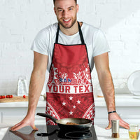 Personalised Toa Samoa Rugby Spirit Apron Red Samoan Tribal Pattern - Polynesian Pride