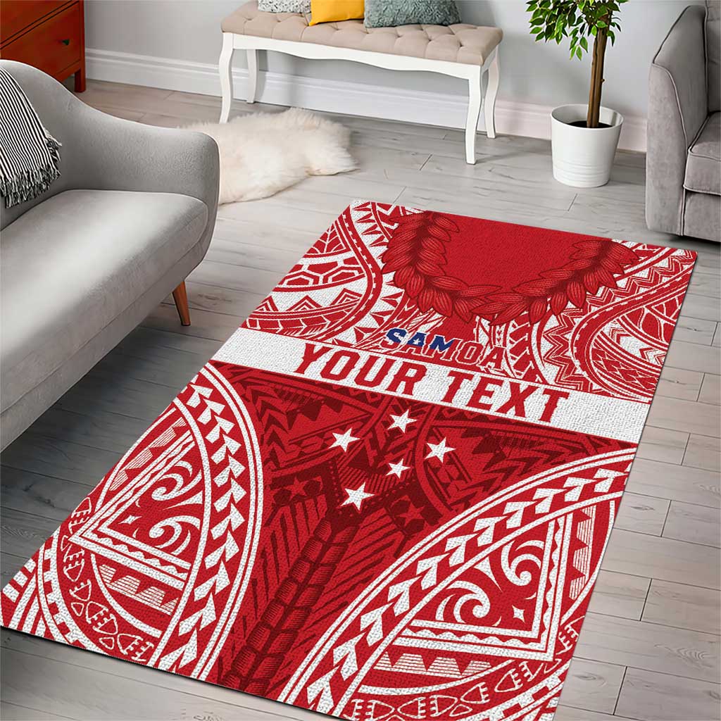 Personalised Toa Samoa Rugby Spirit Area Rug Red Samoan Tribal Pattern - Polynesian Pride
