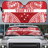 Personalised Toa Samoa Rugby Spirit Auto Sun Shade Red Samoan Tribal Pattern - Polynesian Pride