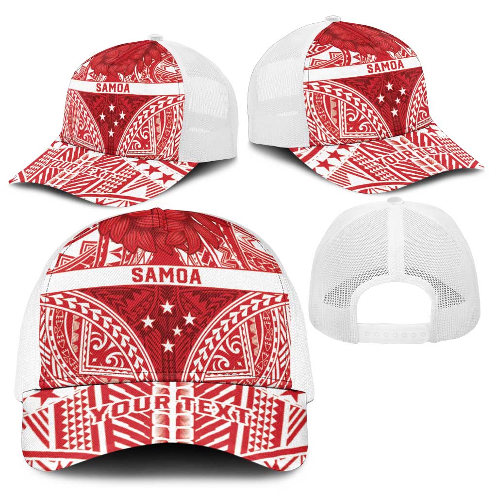 Personalised Toa Samoa Rugby Spirit Baseball Net Cap Red Samoan Tribal Pattern - Polynesian Pride