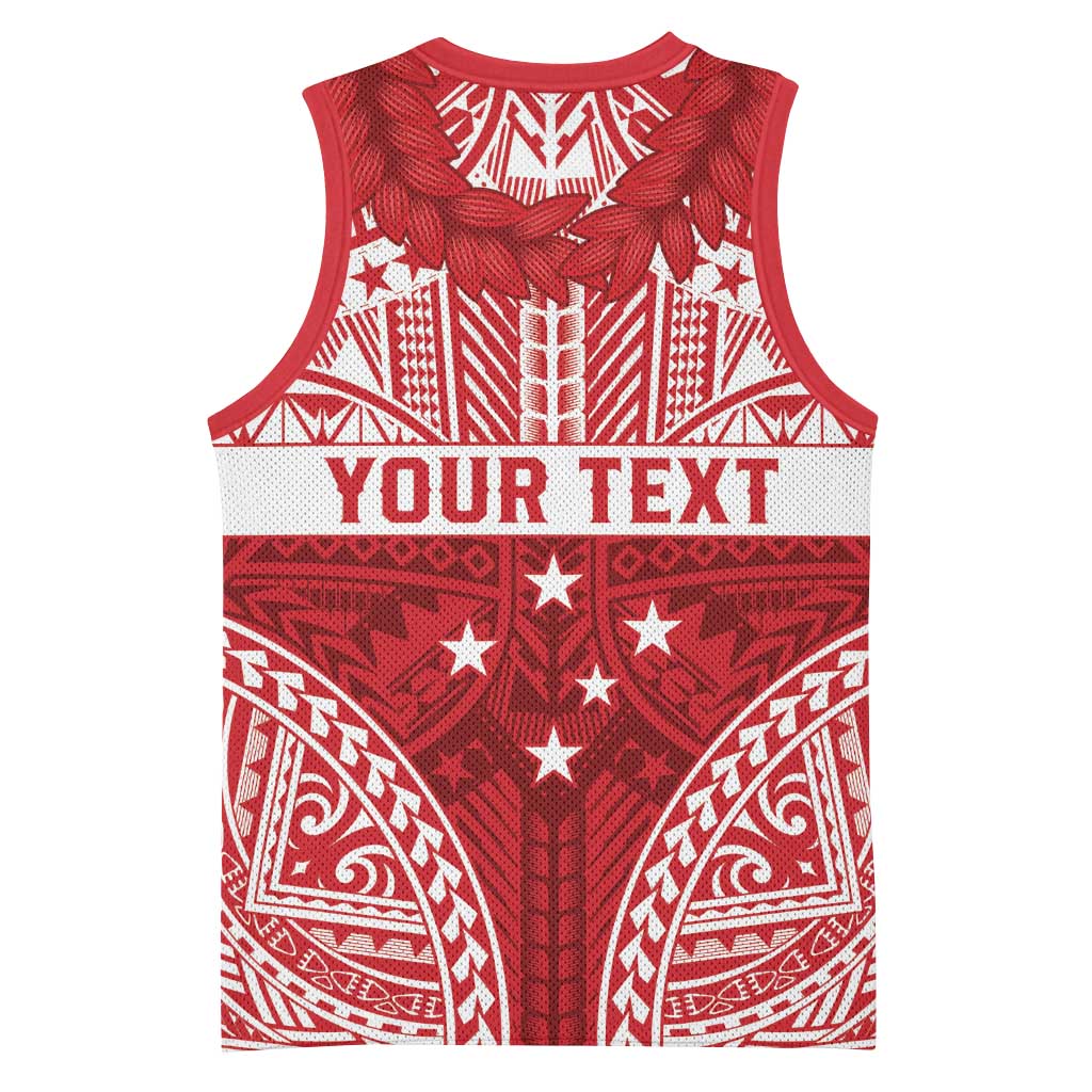 Personalised Toa Samoa Rugby Spirit Basketball Jersey Red Samoan Tribal Pattern - Polynesian Pride