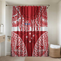 Personalised Toa Samoa Rugby Spirit Bathroom Set Red Samoan Tribal Pattern - Polynesian Pride