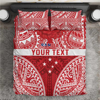 Personalised Toa Samoa Rugby Spirit Bedding Set Red Samoan Tribal Pattern - Polynesian Pride
