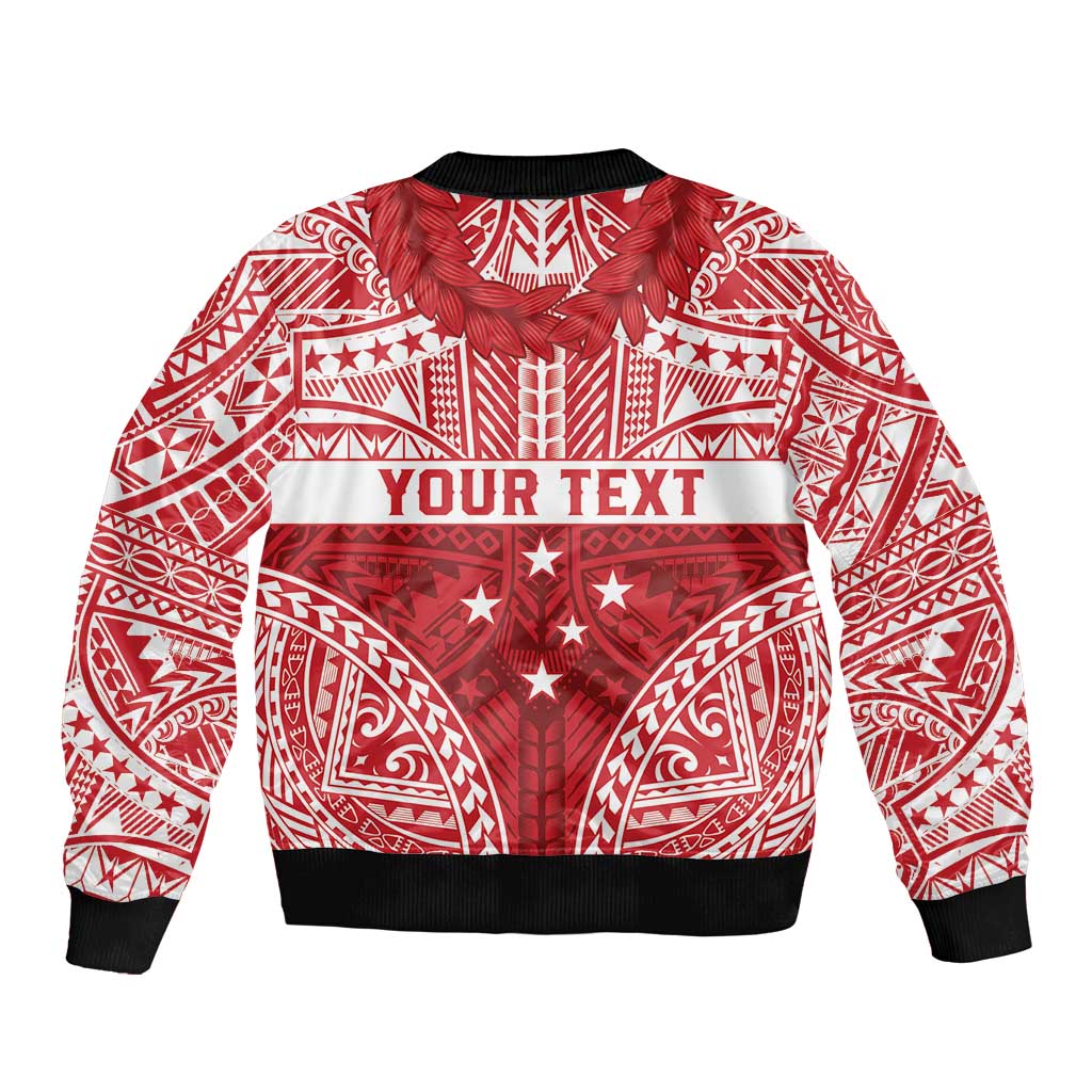 Personalised Toa Samoa Rugby Spirit Bomber Jacket Red Samoan Tribal Pattern - Polynesian Pride