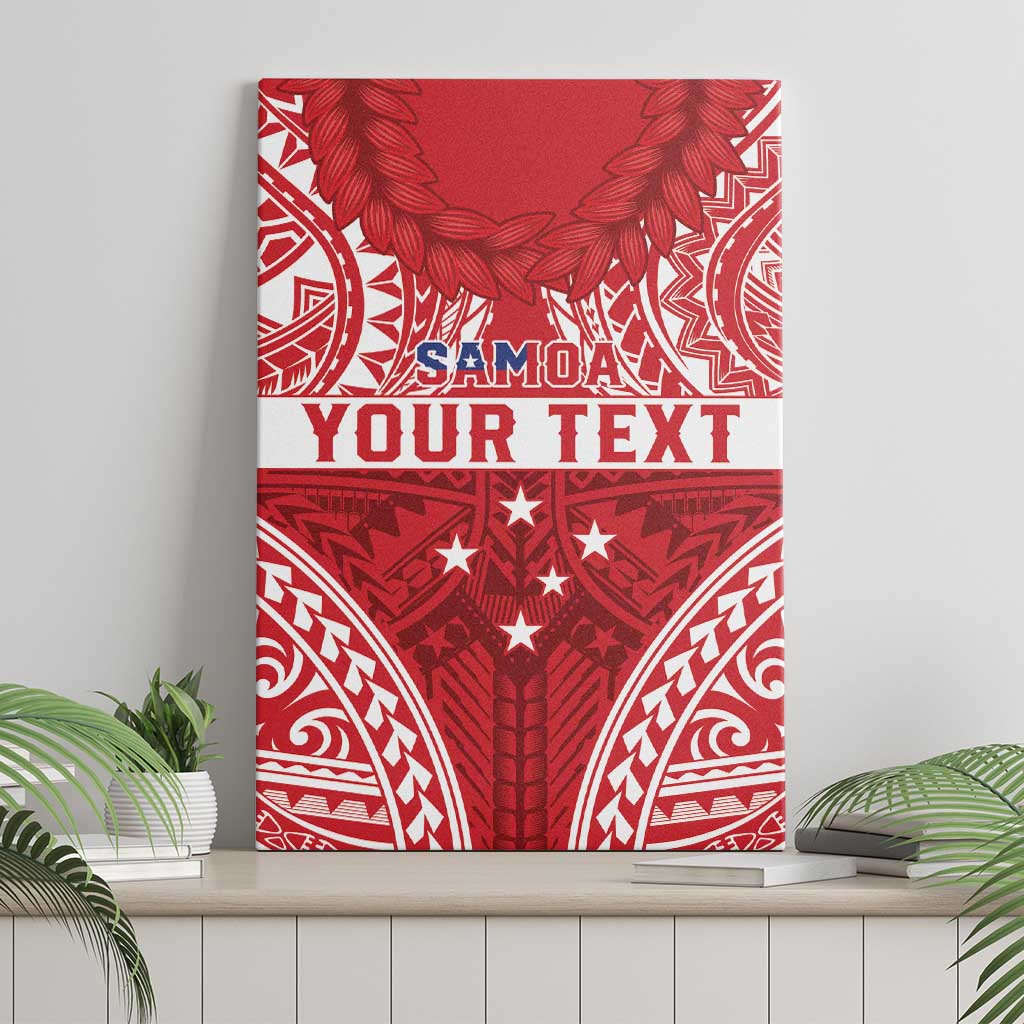 Personalised Toa Samoa Rugby Spirit Canvas Wall Art Red Samoan Tribal Pattern - Polynesian Pride