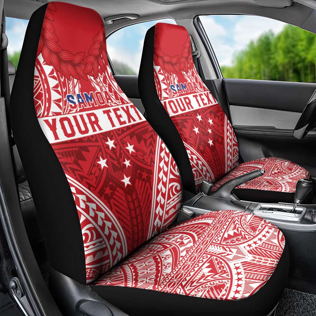 Personalised Toa Samoa Rugby Spirit Car Seat Cover Red Samoan Tribal Pattern - Polynesian Pride