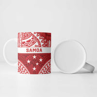 Personalised Toa Samoa Rugby Spirit Ceramic Mug Red Samoan Tribal Pattern - Polynesian Pride