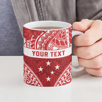 Personalised Toa Samoa Rugby Spirit Ceramic Mug Red Samoan Tribal Pattern - Polynesian Pride