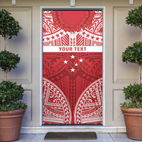 Personalised Toa Samoa Rugby Spirit Door Cover Red Samoan Tribal Pattern - Polynesian Pride
