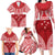 Personalised Toa Samoa Rugby Spirit Family Matching Long Sleeve Bodycon Dress and Hawaiian Shirt Red Samoan Tribal Pattern - Polynesian Pride