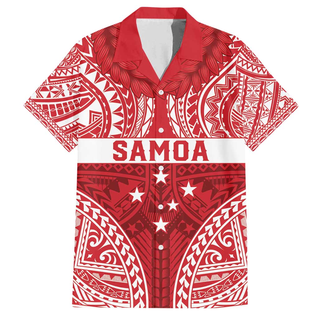 Personalised Toa Samoa Rugby Spirit Family Matching Long Sleeve Bodycon Dress and Hawaiian Shirt Red Samoan Tribal Pattern - Polynesian Pride