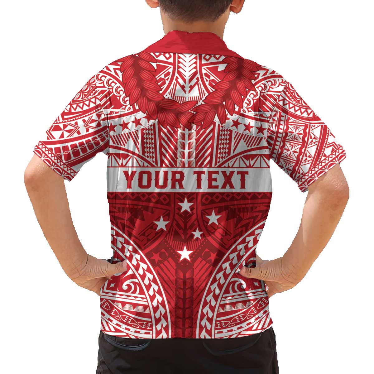 Personalised Toa Samoa Rugby Spirit Family Matching Off The Shoulder Long Sleeve Dress and Hawaiian Shirt Red Samoan Tribal Pattern - Polynesian Pride