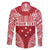 Personalised Toa Samoa Rugby Spirit Family Matching Off The Shoulder Long Sleeve Dress and Hawaiian Shirt Red Samoan Tribal Pattern - Polynesian Pride