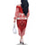 Personalised Toa Samoa Rugby Spirit Family Matching Off The Shoulder Long Sleeve Dress and Hawaiian Shirt Red Samoan Tribal Pattern - Polynesian Pride