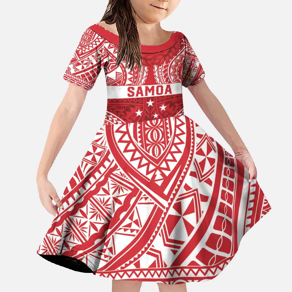 Personalised Toa Samoa Rugby Spirit Family Matching Off Shoulder Maxi Dress and Hawaiian Shirt Red Samoan Tribal Pattern - Polynesian Pride