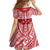 Personalised Toa Samoa Rugby Spirit Family Matching Off Shoulder Short Dress and Hawaiian Shirt Red Samoan Tribal Pattern - Polynesian Pride