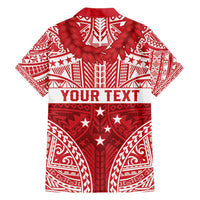 Personalised Toa Samoa Rugby Spirit Family Matching Short Sleeve Bodycon Dress and Hawaiian Shirt Red Samoan Tribal Pattern - Polynesian Pride