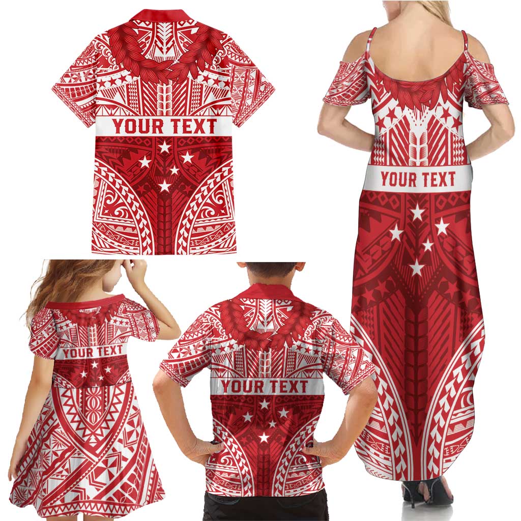 Personalised Toa Samoa Rugby Spirit Family Matching Summer Maxi Dress and Hawaiian Shirt Red Samoan Tribal Pattern - Polynesian Pride