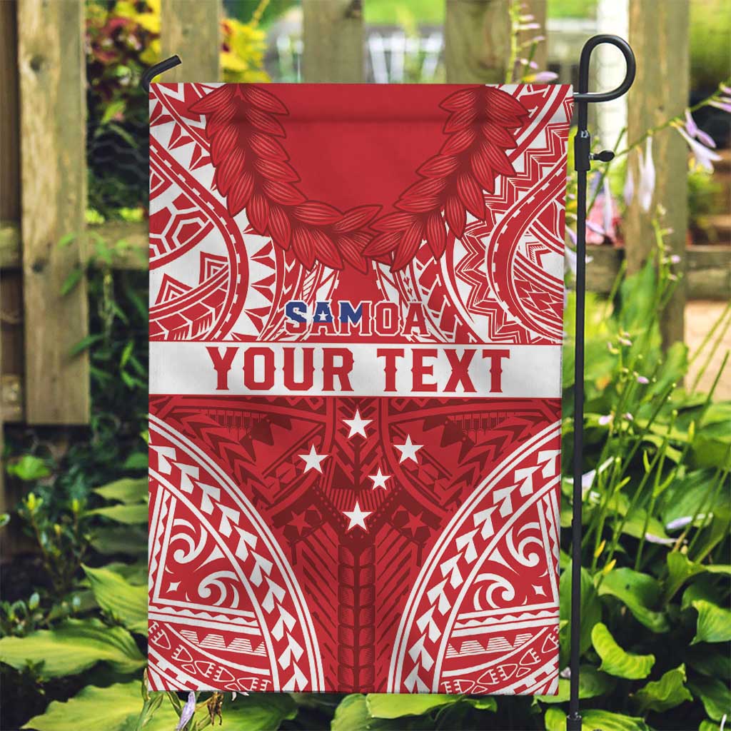 Personalised Toa Samoa Rugby Spirit Garden Flag Red Samoan Tribal Pattern - Polynesian Pride