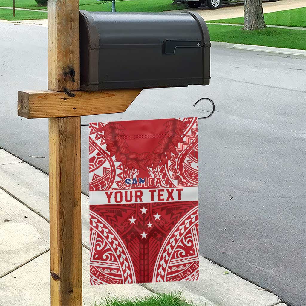 Personalised Toa Samoa Rugby Spirit Garden Flag Red Samoan Tribal Pattern - Polynesian Pride